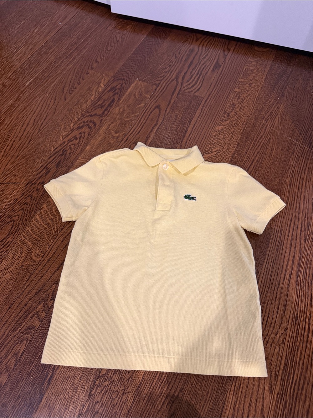 Lacoste Kids Pale Yellow Polo with Green Crocodile